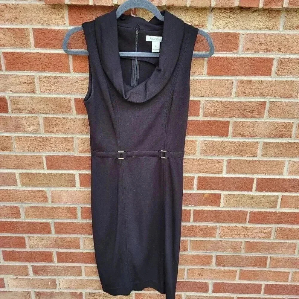 White House Black Market Pencil Dress Women's Size 2 Black Sleeveless Cowal Neck